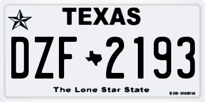 TX license plate DZF2193