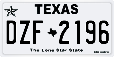 TX license plate DZF2196