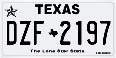 TX license plate DZF2197