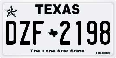 TX license plate DZF2198