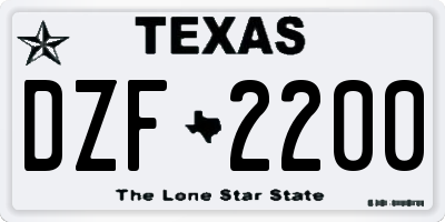 TX license plate DZF2200