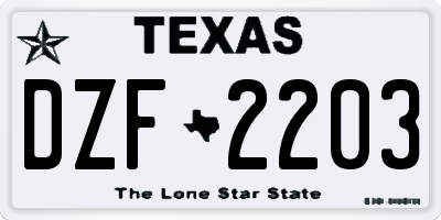 TX license plate DZF2203