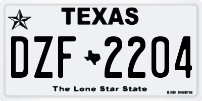 TX license plate DZF2204