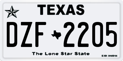 TX license plate DZF2205