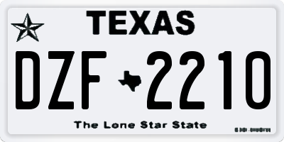 TX license plate DZF2210