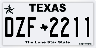 TX license plate DZF2211