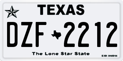 TX license plate DZF2212