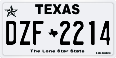 TX license plate DZF2214