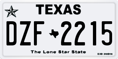 TX license plate DZF2215