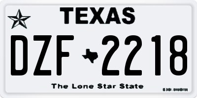 TX license plate DZF2218