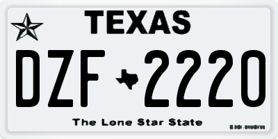 TX license plate DZF2220