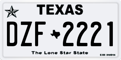 TX license plate DZF2221