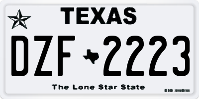 TX license plate DZF2223