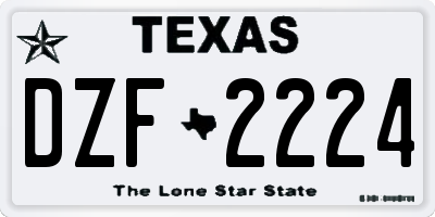 TX license plate DZF2224