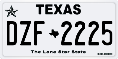 TX license plate DZF2225