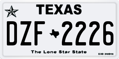 TX license plate DZF2226