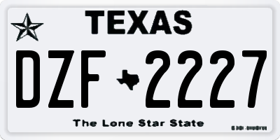 TX license plate DZF2227