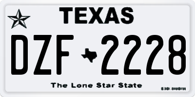 TX license plate DZF2228