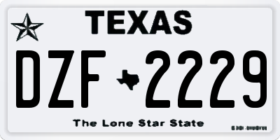 TX license plate DZF2229