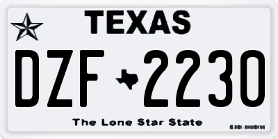 TX license plate DZF2230