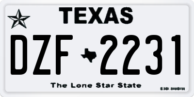 TX license plate DZF2231