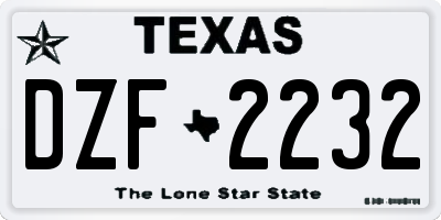 TX license plate DZF2232