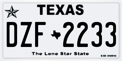 TX license plate DZF2233