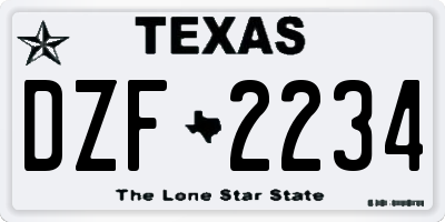 TX license plate DZF2234