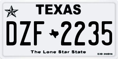 TX license plate DZF2235