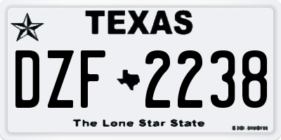 TX license plate DZF2238