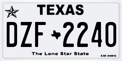 TX license plate DZF2240