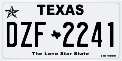 TX license plate DZF2241