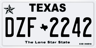 TX license plate DZF2242