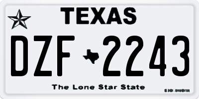 TX license plate DZF2243