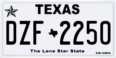 TX license plate DZF2250