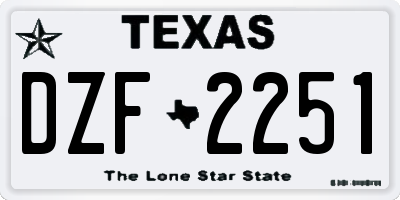 TX license plate DZF2251