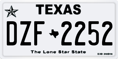 TX license plate DZF2252