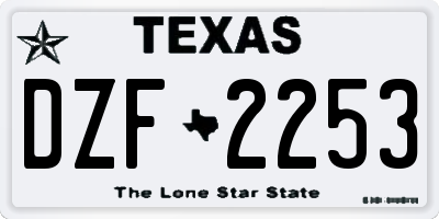 TX license plate DZF2253
