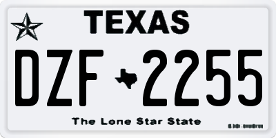TX license plate DZF2255