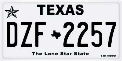 TX license plate DZF2257