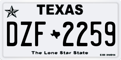 TX license plate DZF2259
