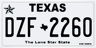 TX license plate DZF2260