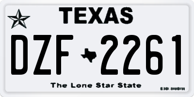 TX license plate DZF2261