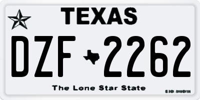TX license plate DZF2262