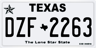 TX license plate DZF2263