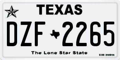 TX license plate DZF2265