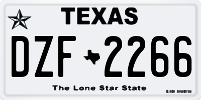 TX license plate DZF2266