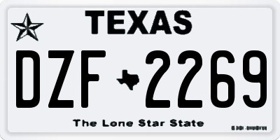 TX license plate DZF2269