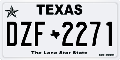TX license plate DZF2271