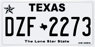 TX license plate DZF2273
